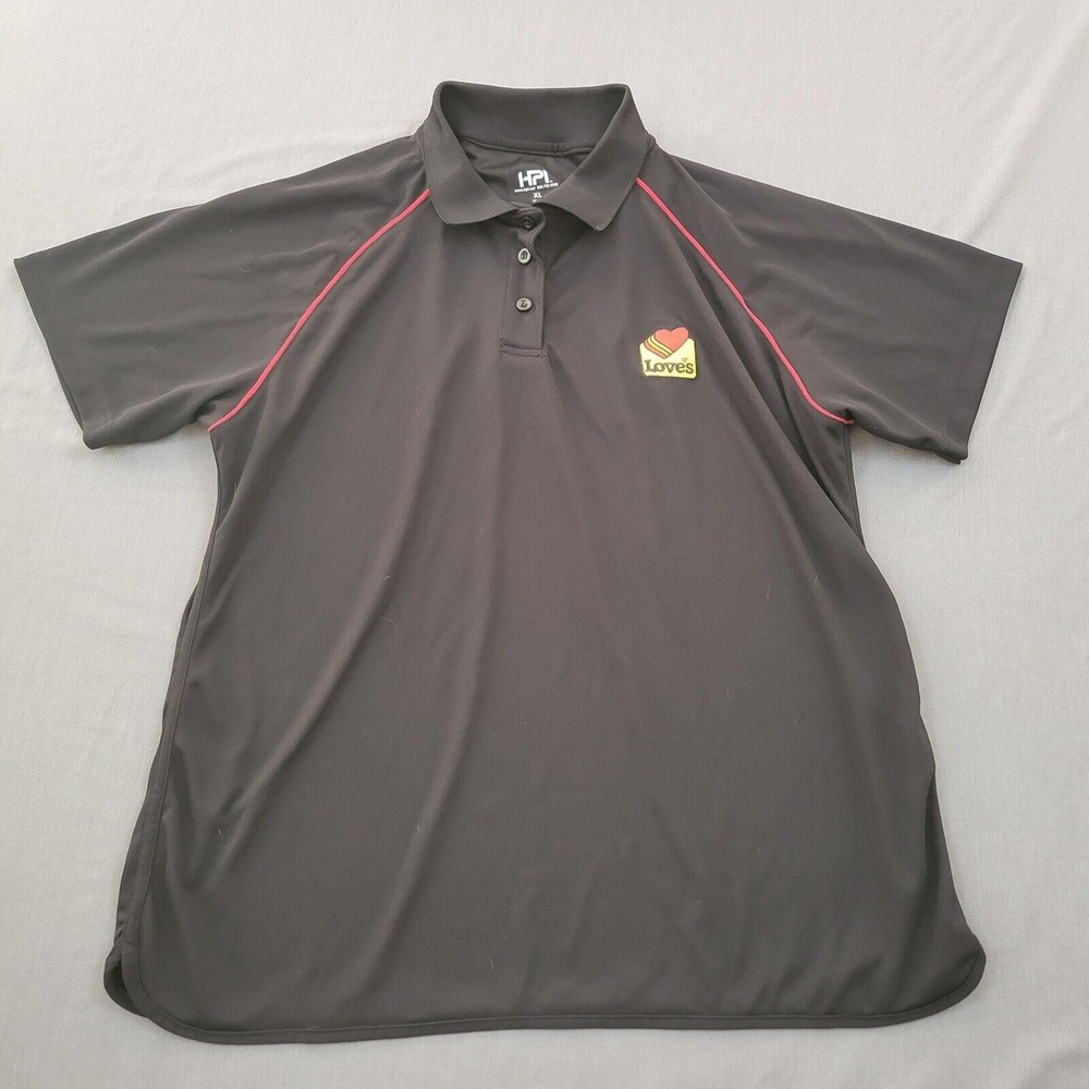 HPI Loves Travel Stops Women XL Black Performance Polo Shirt Red Trim LOV1184BK